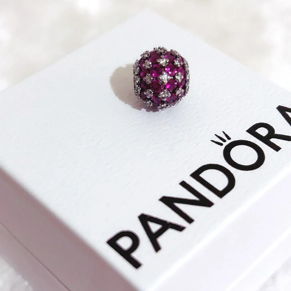 PANDORA Sparkling Pavé Round Pink Charm w/box - Picture 5 of 11
